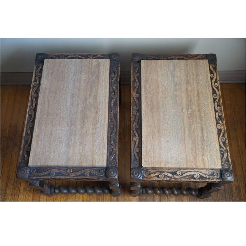 Oak Pair of 19th Century Jacobean End Tables For Sale