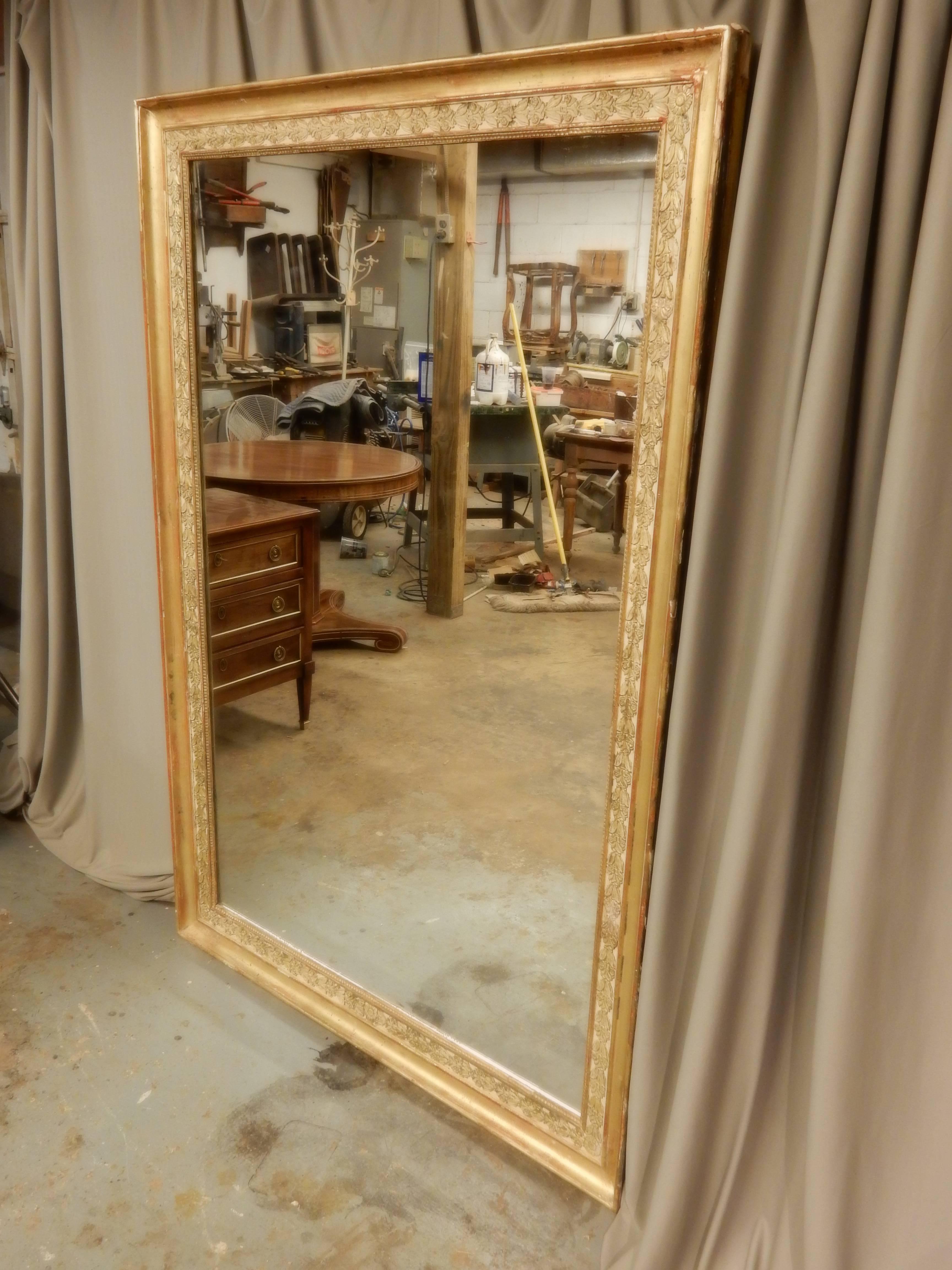 Gold Leaf 19th Century Gilt French Mirror For Sale