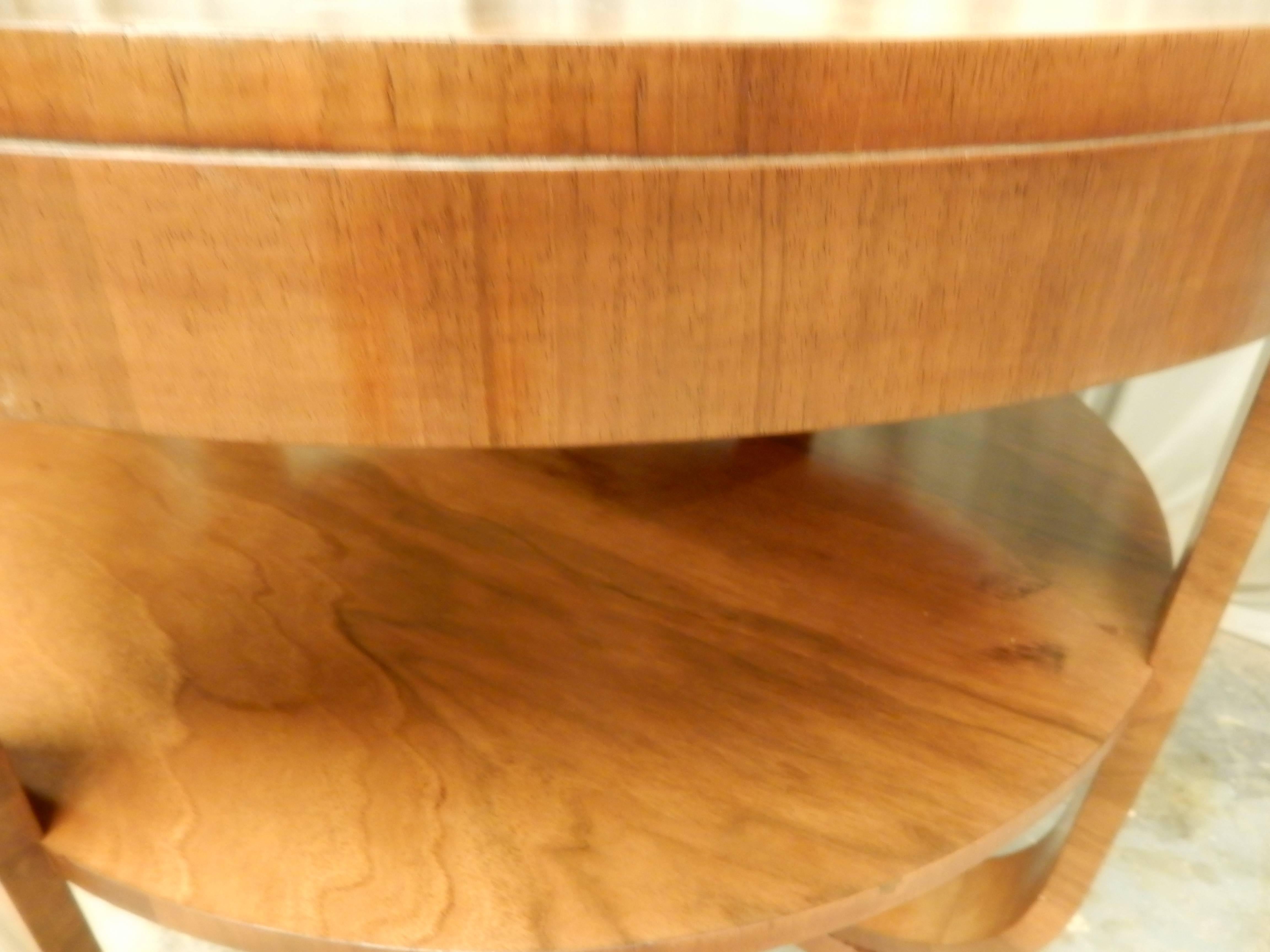 Veneer French Walnut Round Art Deco Table For Sale