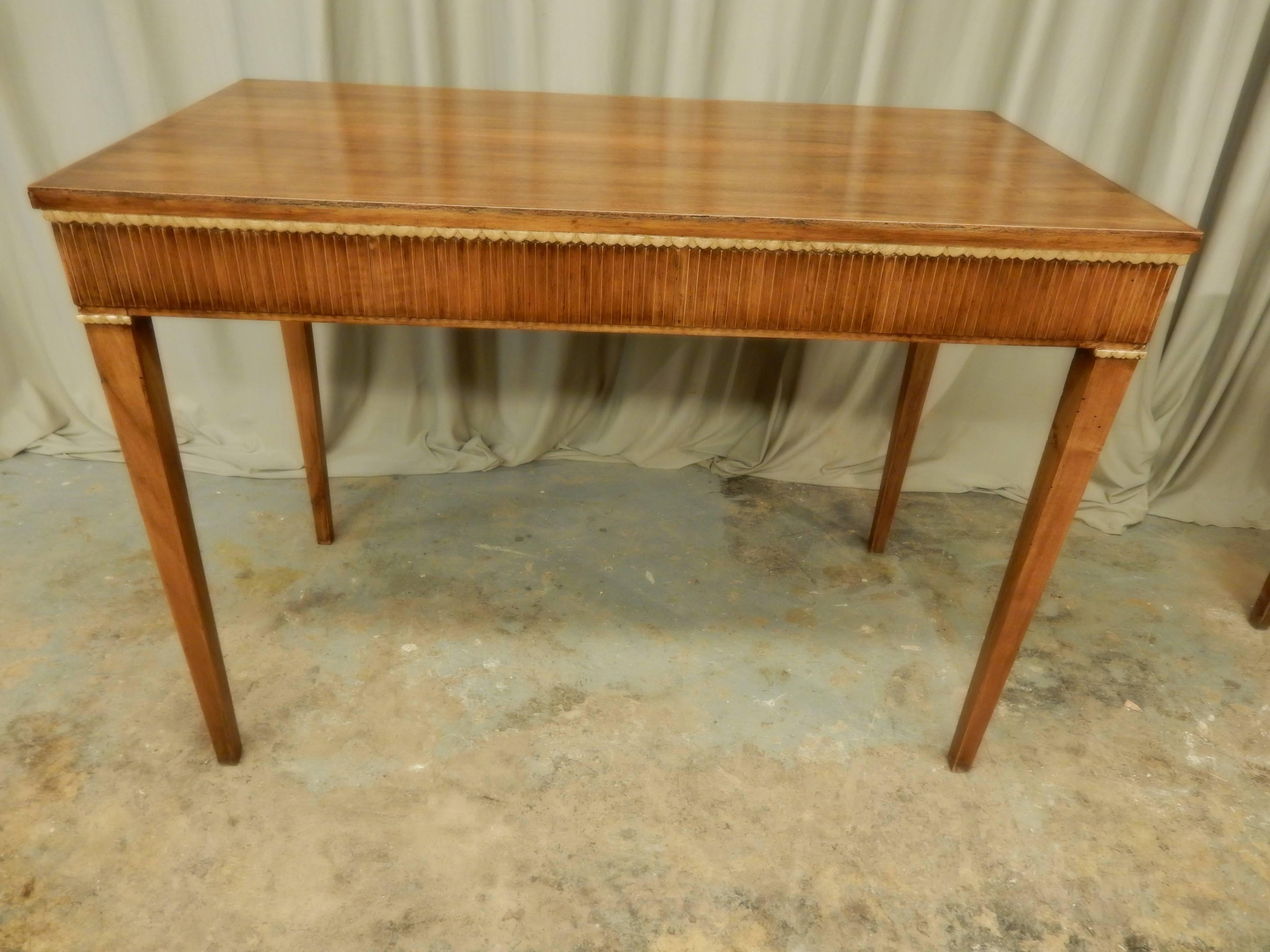 Pair of Vintage Walnut Consoles In Good Condition For Sale In New Orleans, LA