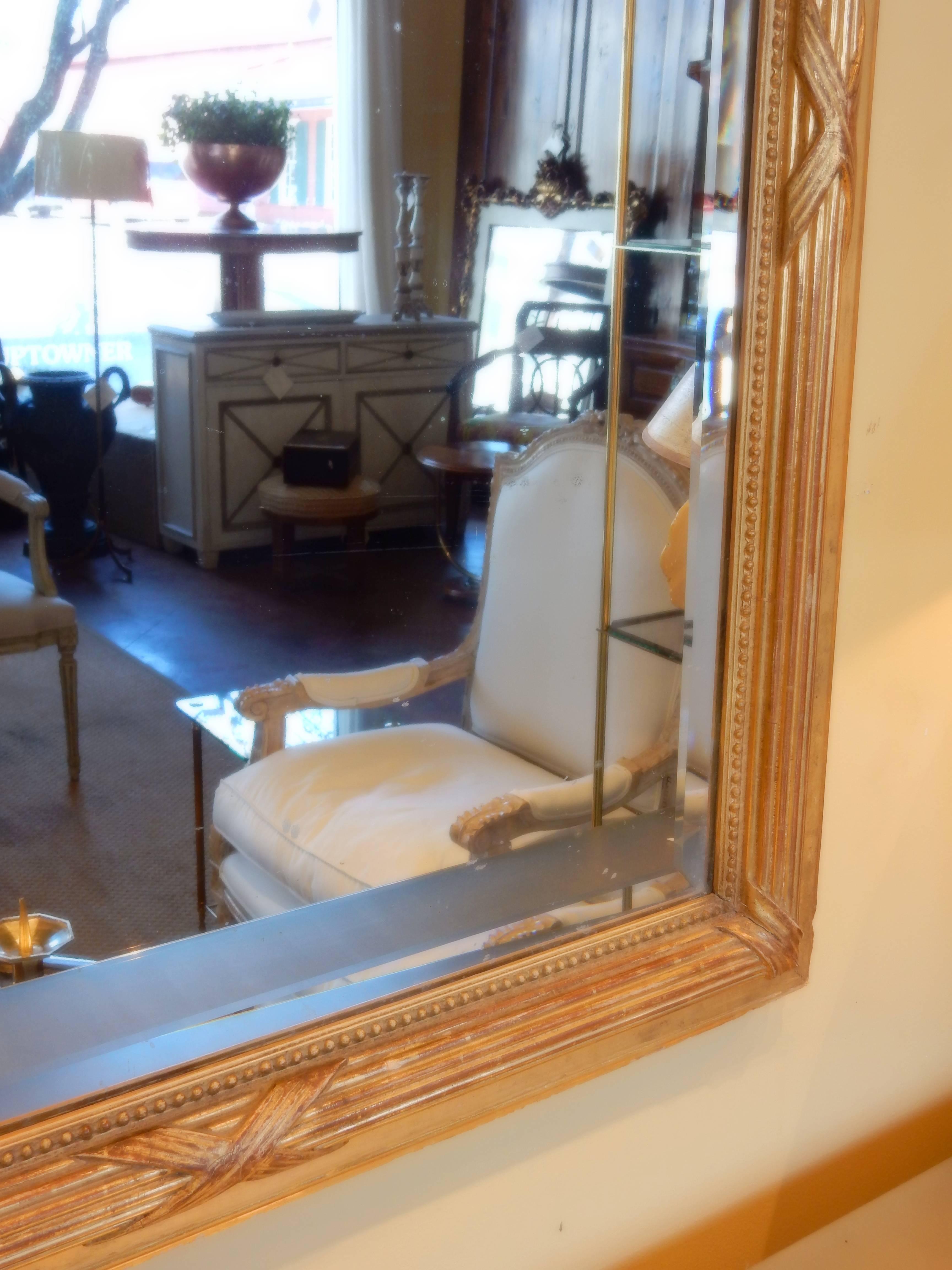 French 19th century Louis XVI style gold gilt mirror For Sale