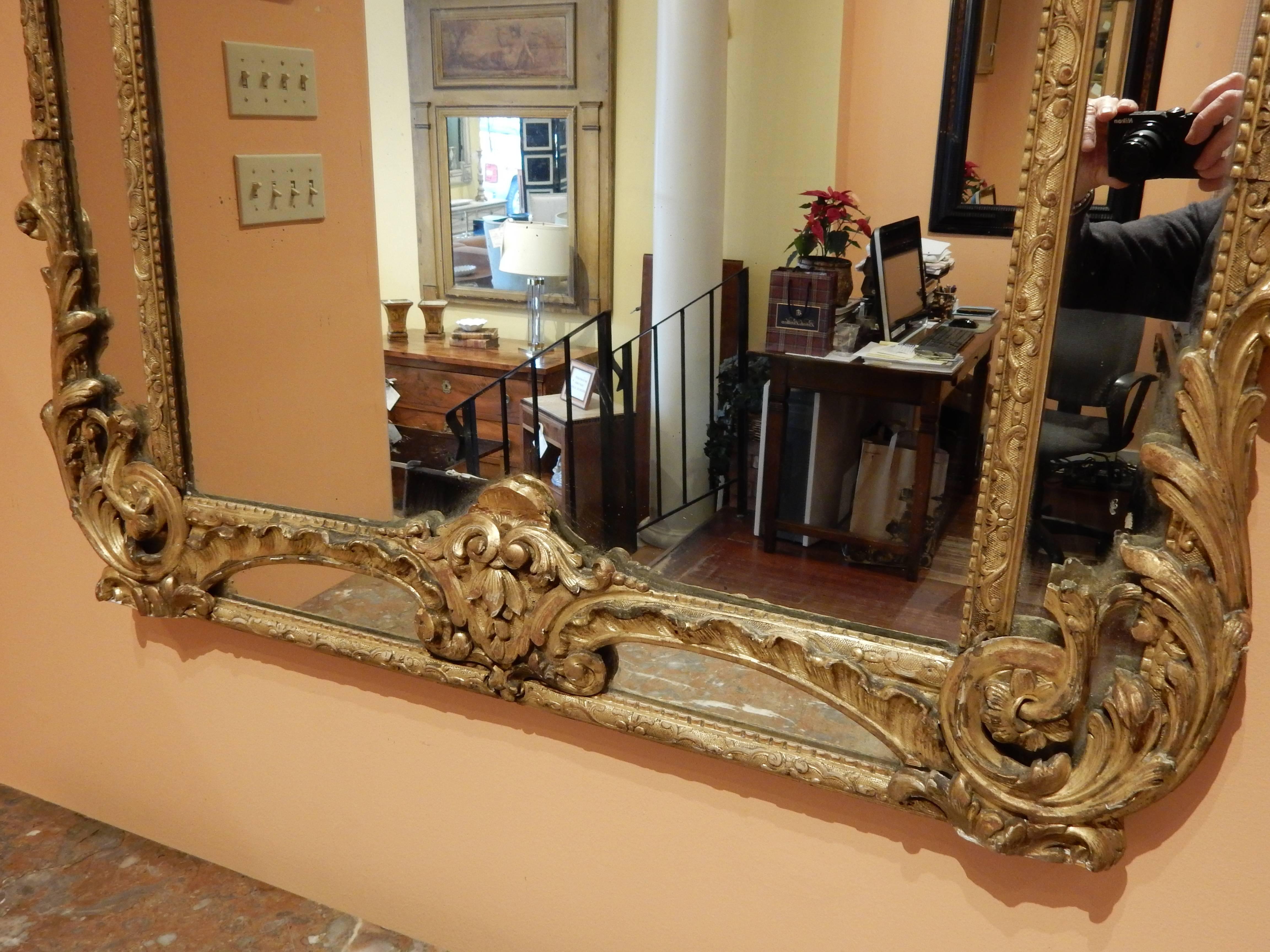 French Louis XVI Gold Gilt Mirror For Sale