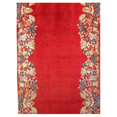  Antique Persian Kerman Runner in Floral Design in Red, Yellow, Green, Blue