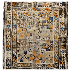 19th Century Caucasian Kazak Bagface in Blue, Brown, Red