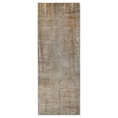 Antique Turkish Oushak Wide Runner in an All-Over Open Pattern in Taupe, Ecru