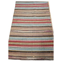 Vintage American Amish Rag Runner, Hand-Woven Wool & Cotton, 1920s