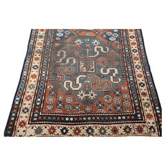 Late 19th Century Caucasian Kazak Rug, Hand-Woven Wool, Chondoresh