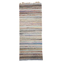 Vintage American Rag Rug in erdfarbenen Bändern, inspiriert von skandinavischen Kilims