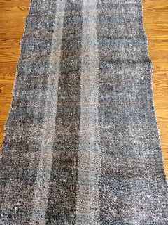 Vintage Turkish Kilim Rug, Handwoven Wool, Stripe Pattern, Ivory & Gray, 3x9