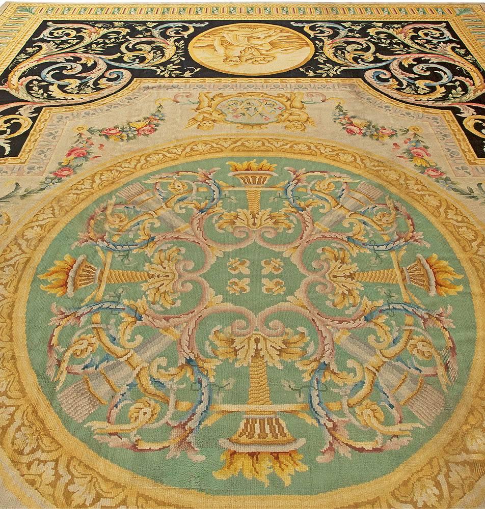 French Oversized Vintage Spanish Savonnerie Rug For Sale