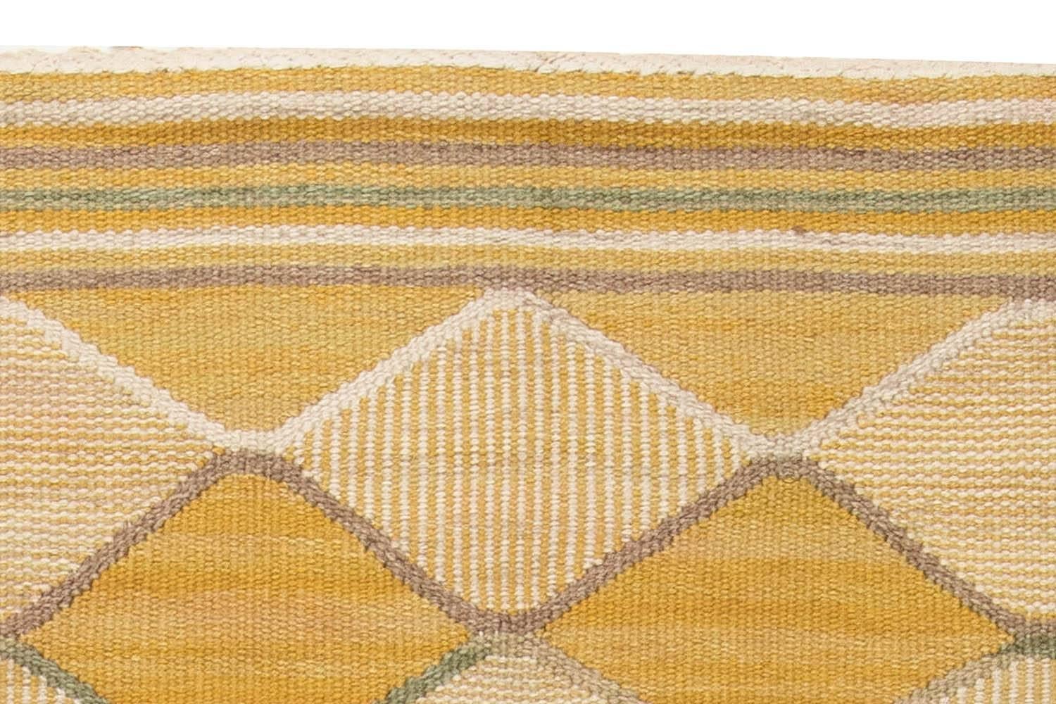 Hand-Knotted Vintage Swedish Flat-Weave 'Spattangul' Rug by Marta Maas-Fjetterström