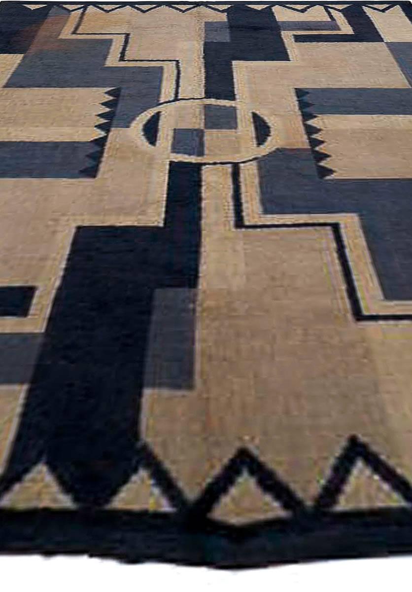 Hand-Knotted French Art Deco Rug