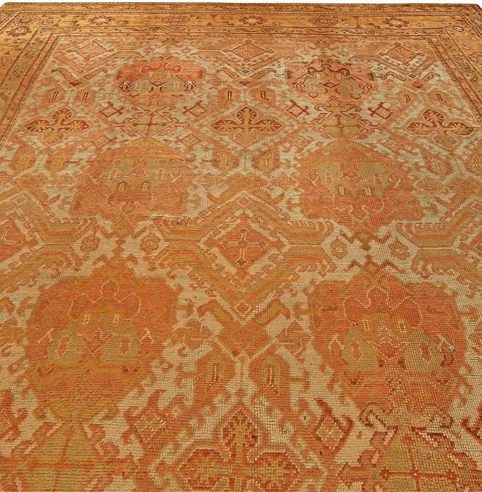 Hand-Woven Antique Turkish Oushak Carpet