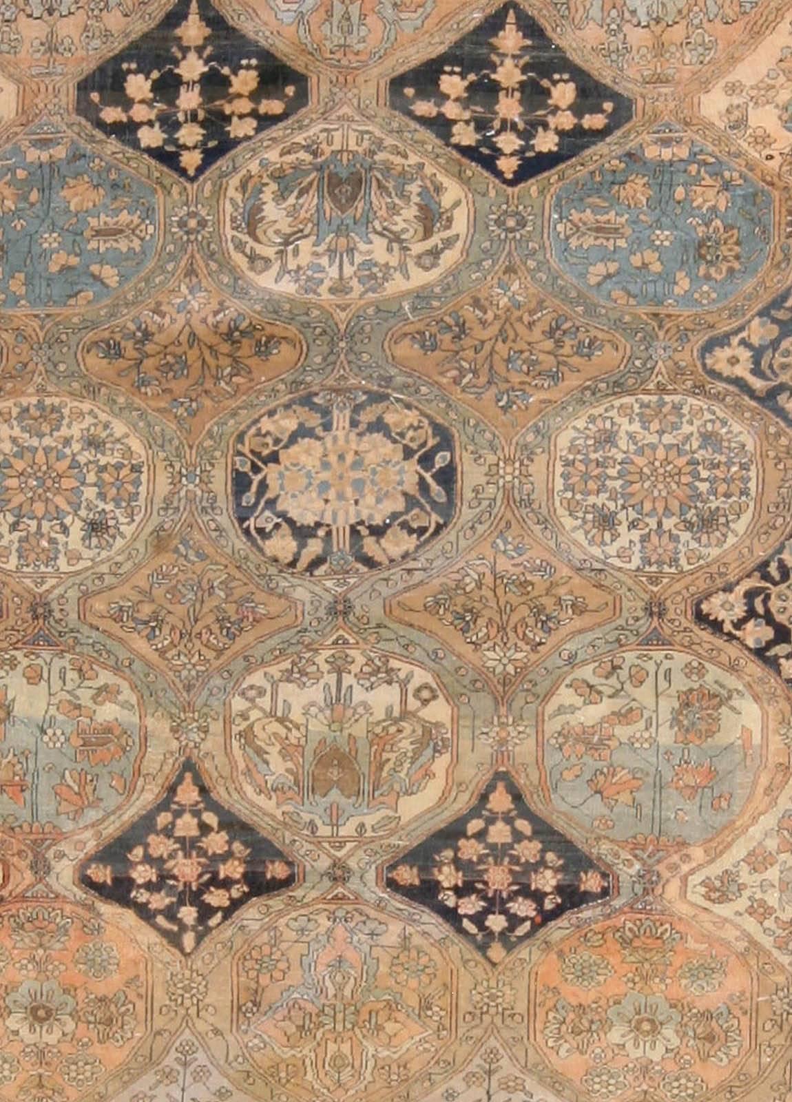 Authentic 19th Century Persian Kashan Handmade Wool Rug
Size: 10'2