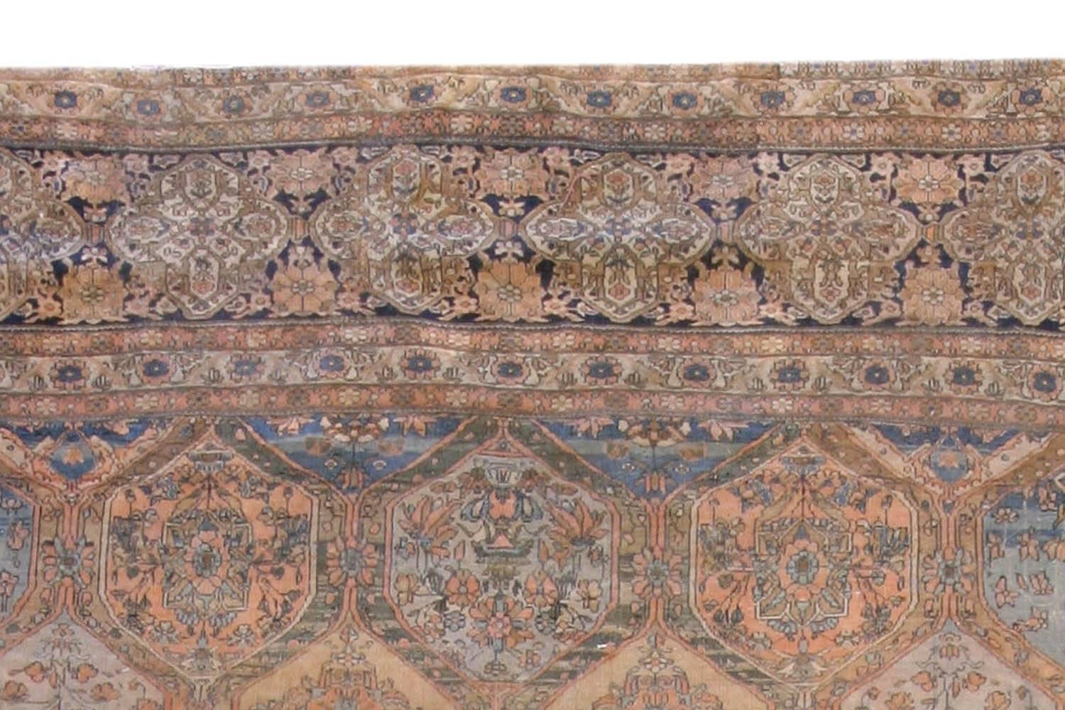 19th Century Persian Kashan Handmade Wool Rug For Sale 2