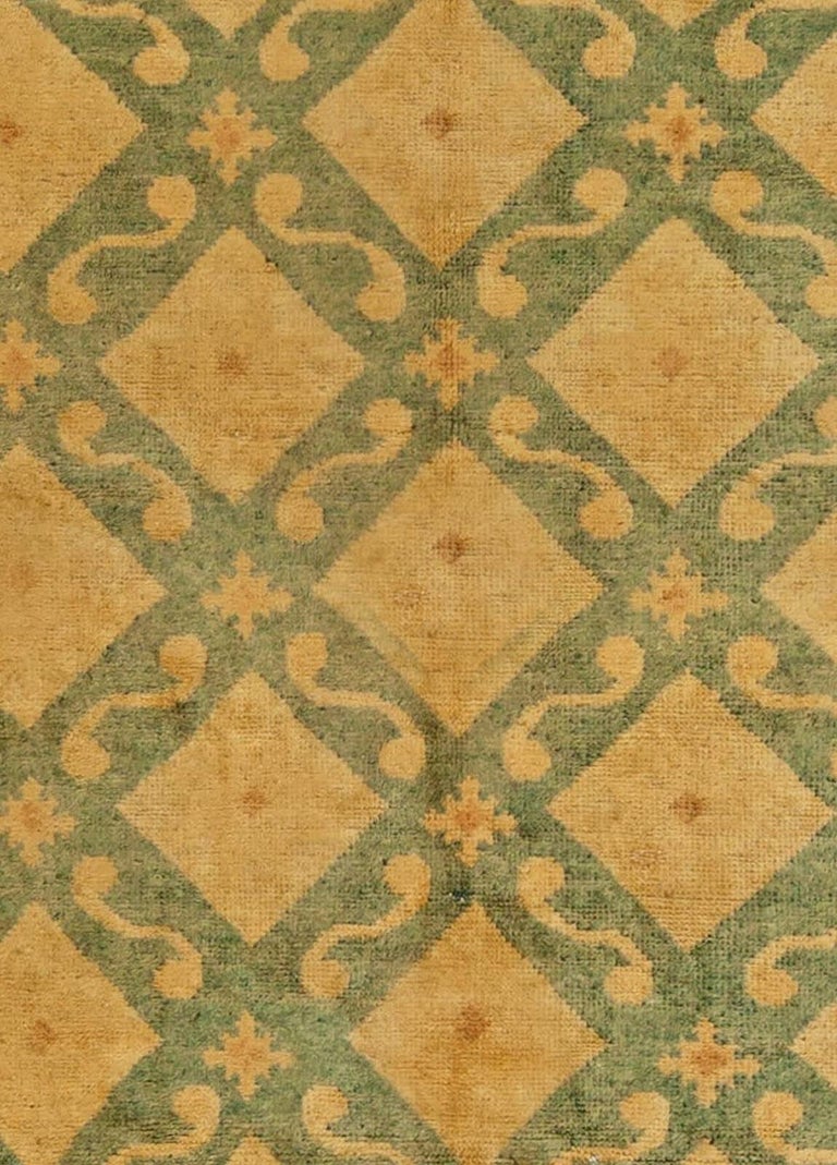 Doris Leslie Blau Collection Vintage Chinese Green Art Deco Rug For