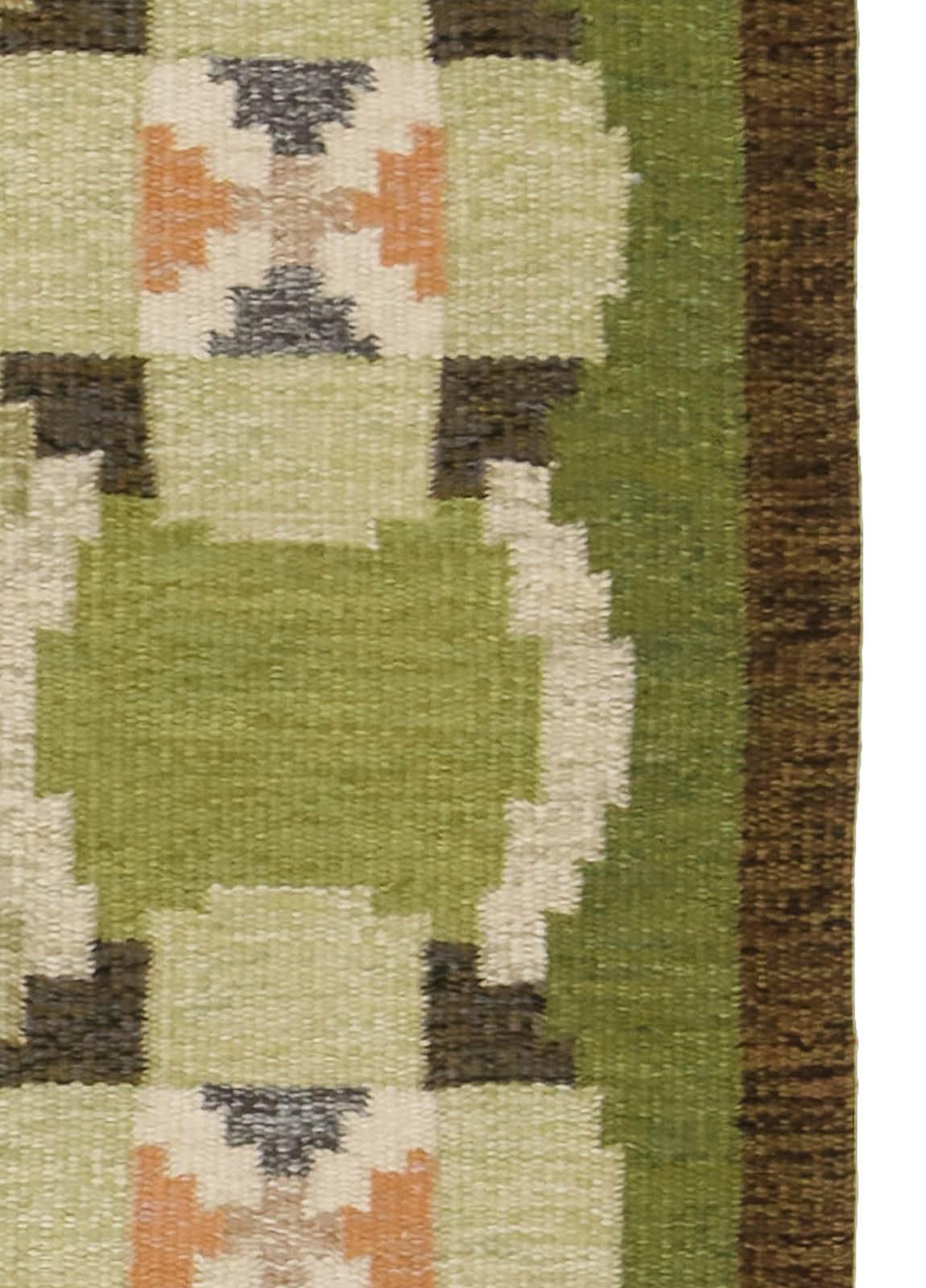 Vintage Swedish Flat-Weave Rug Signed by Ingegerd Silow In Good Condition In New York, NY