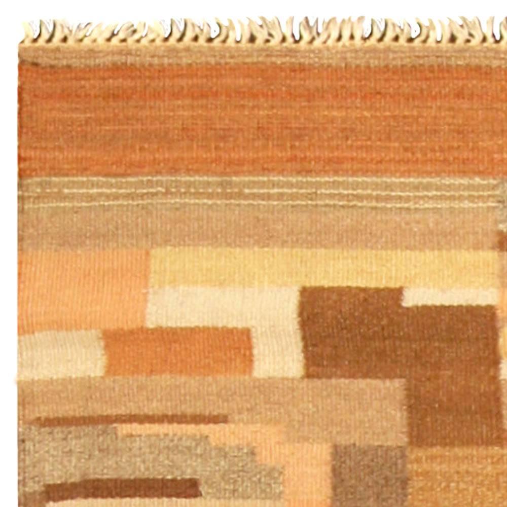 20th Century Midcentury Swedish Handmade Wool Rug For Sale