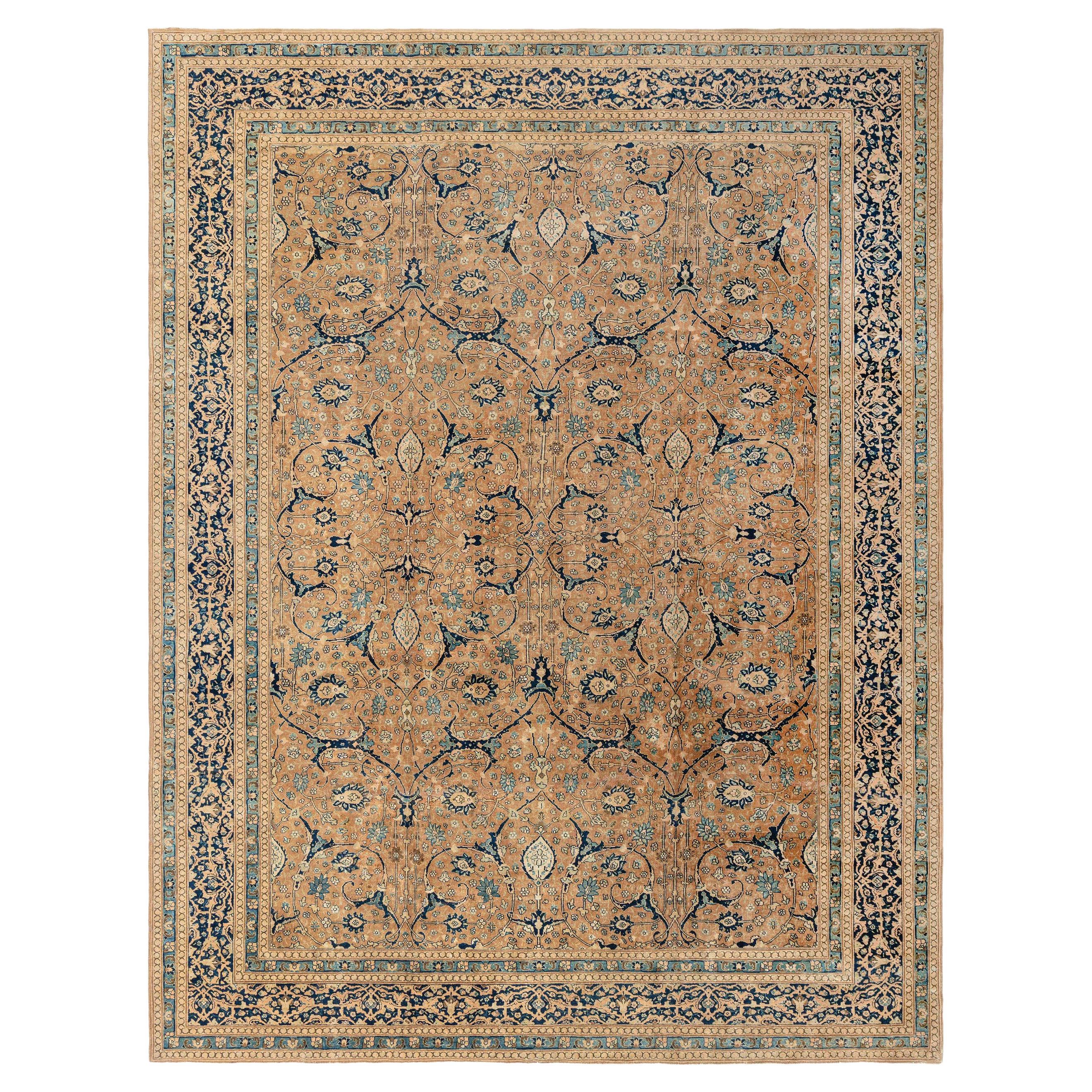 Antique Persian Tabriz Handmade Wool Rug For Sale