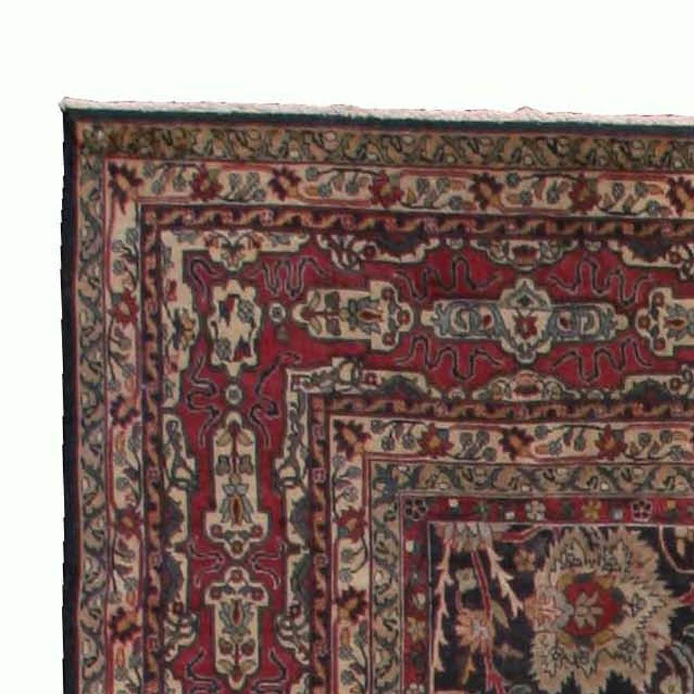 20th Century Antique Persian Kirman Botanic Handmade Wool Rug For Sale