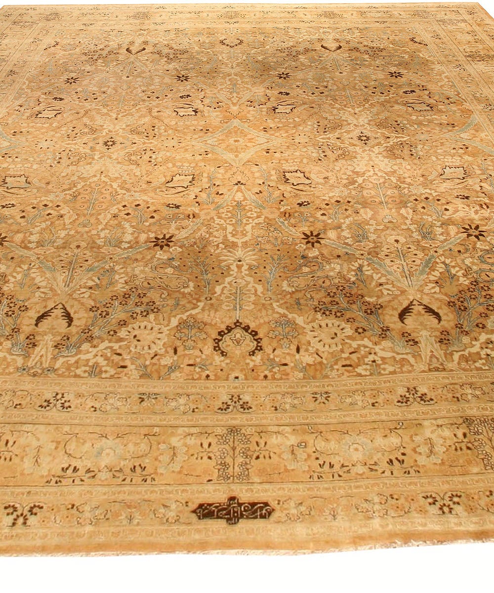 Camel Vintage Persian Tabriz Carpet In Good Condition In New York, NY