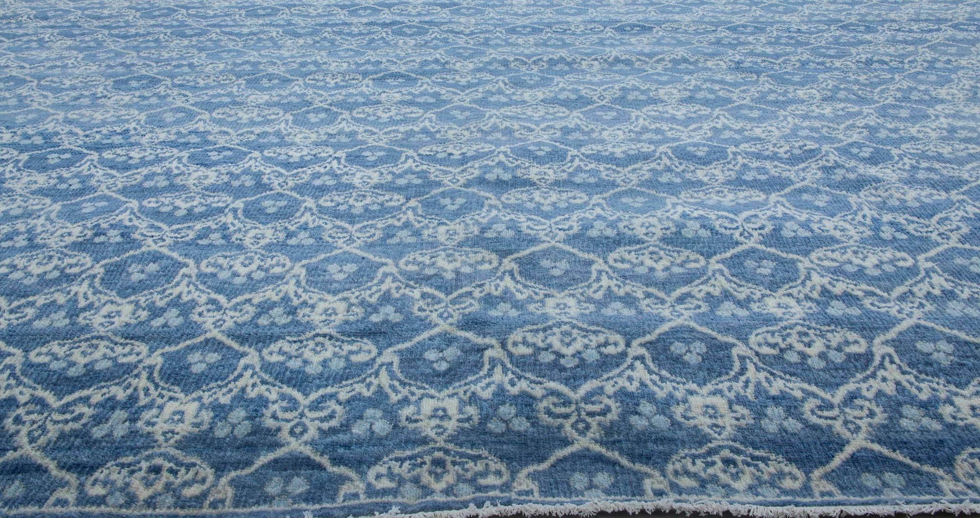 Modern Blue Ornamental Rug