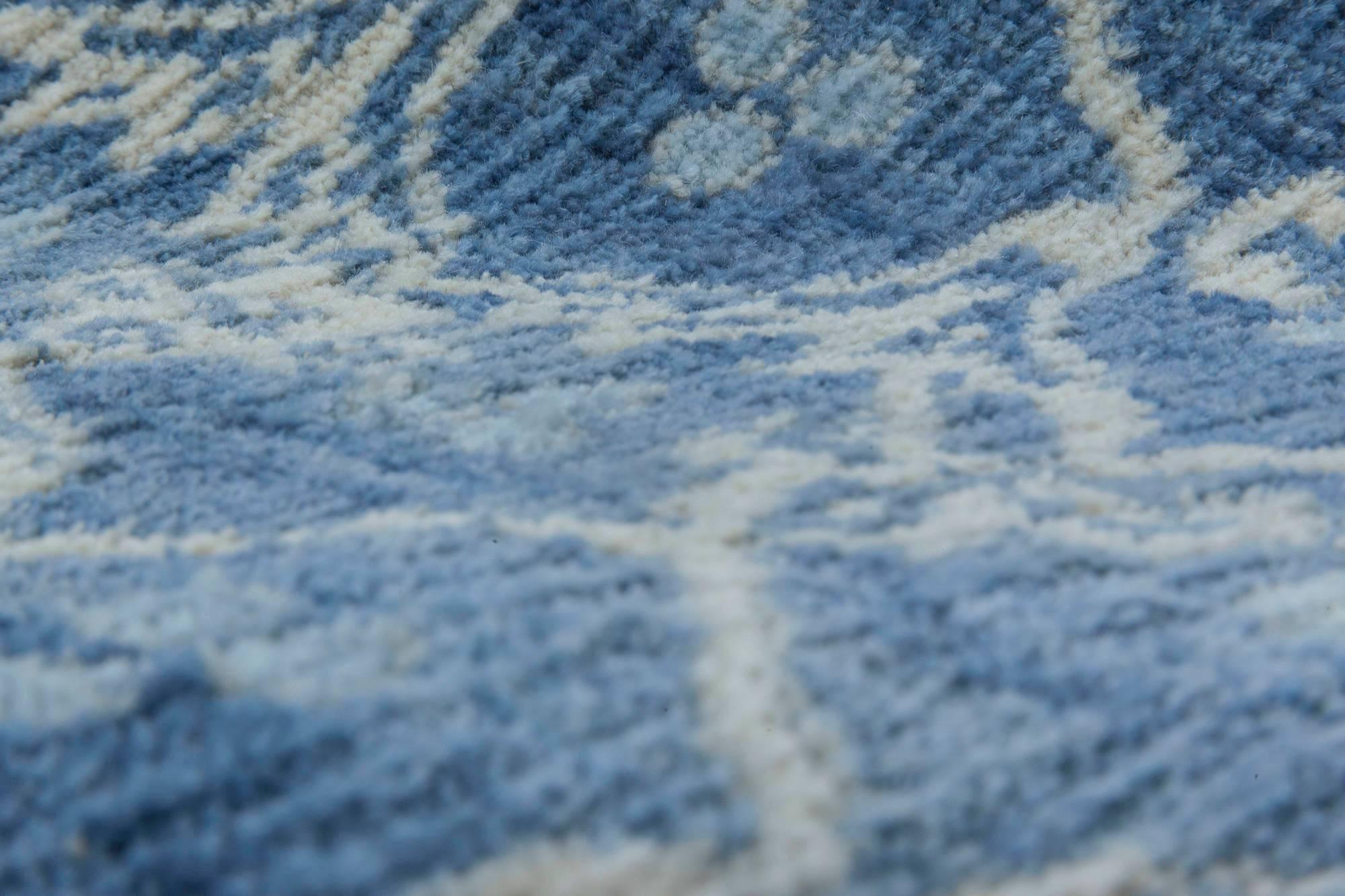 Hand-Knotted Blue Ornamental Rug