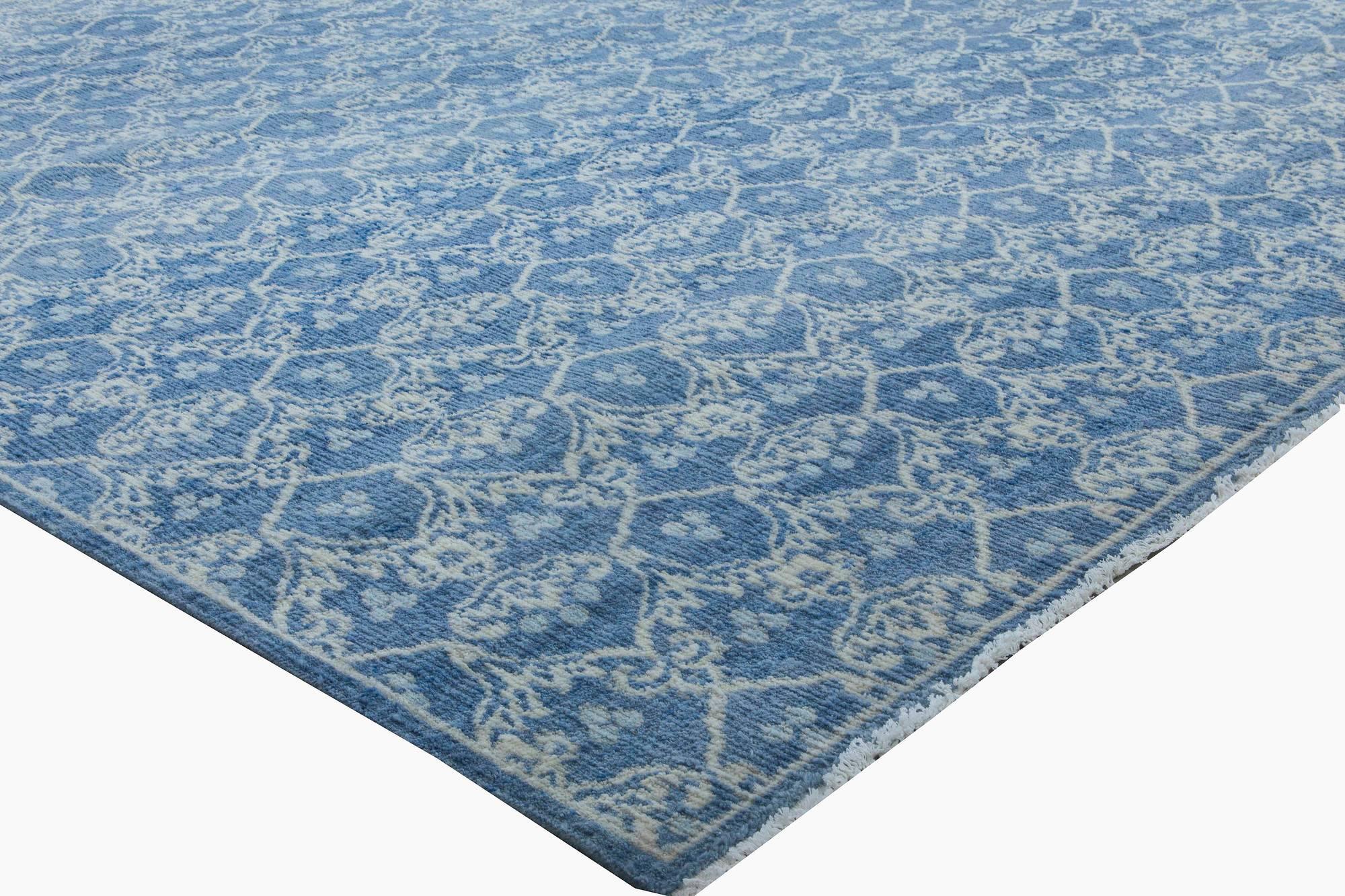 Blue Ornamental Rug In Excellent Condition In New York, NY