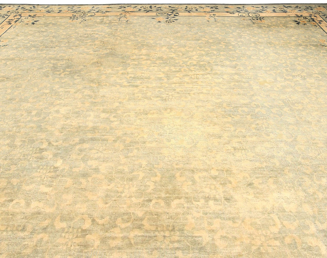 Hand-Knotted Beige Vintage Chinese Rug