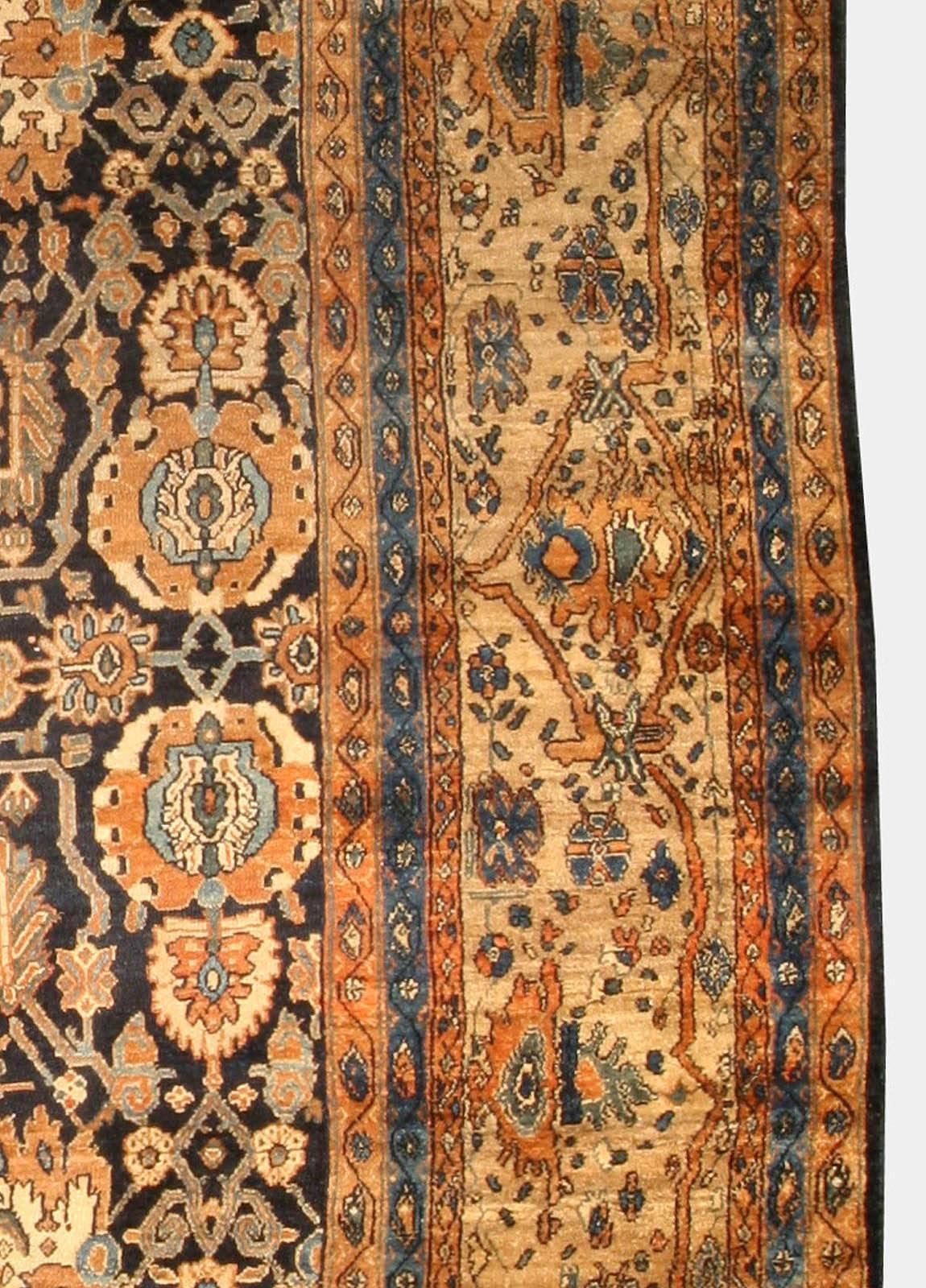 20th Century Antique Persian Malayer Handmade Wool Rug For Sale