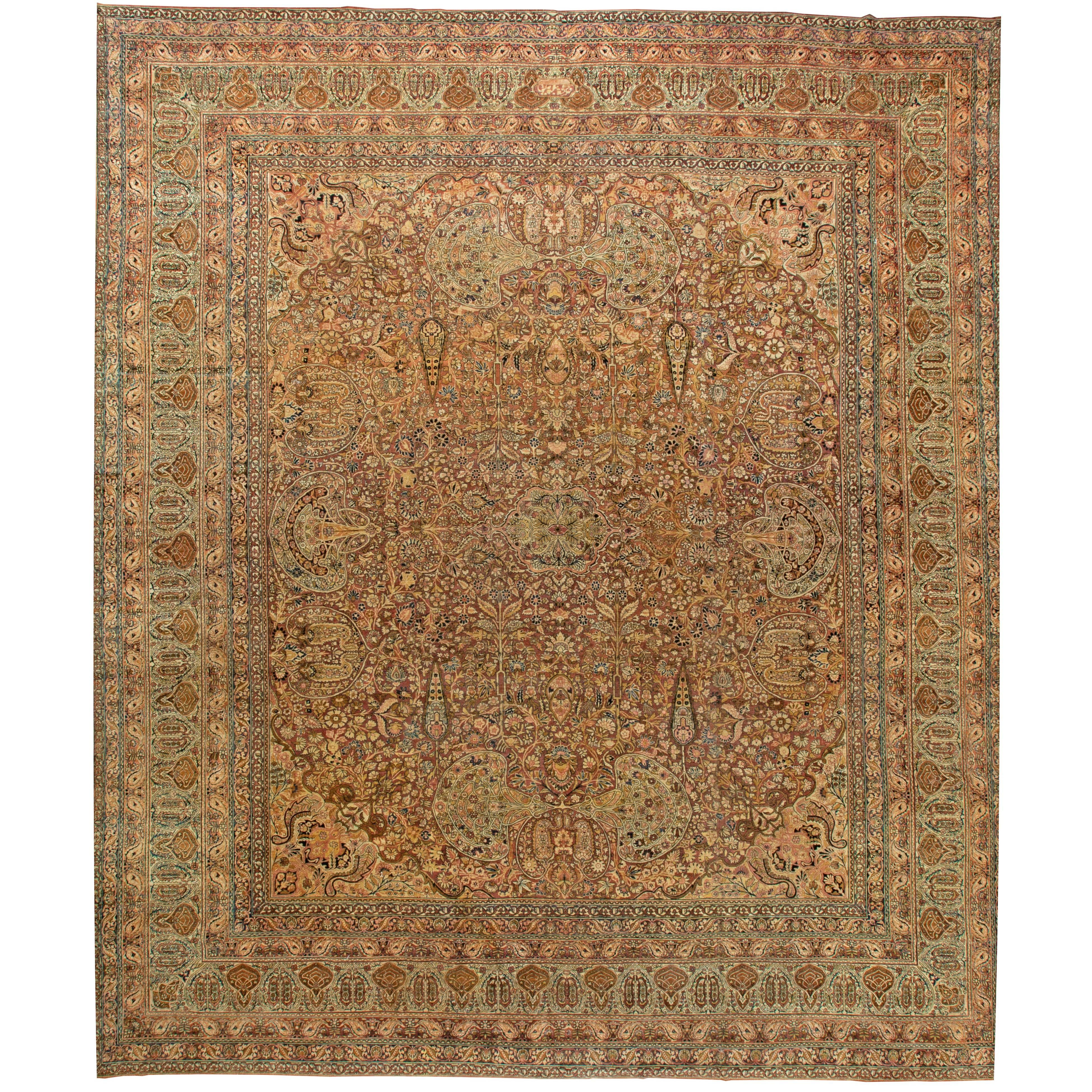 19th Century Oversized Persian Kirman Handmade Rug
