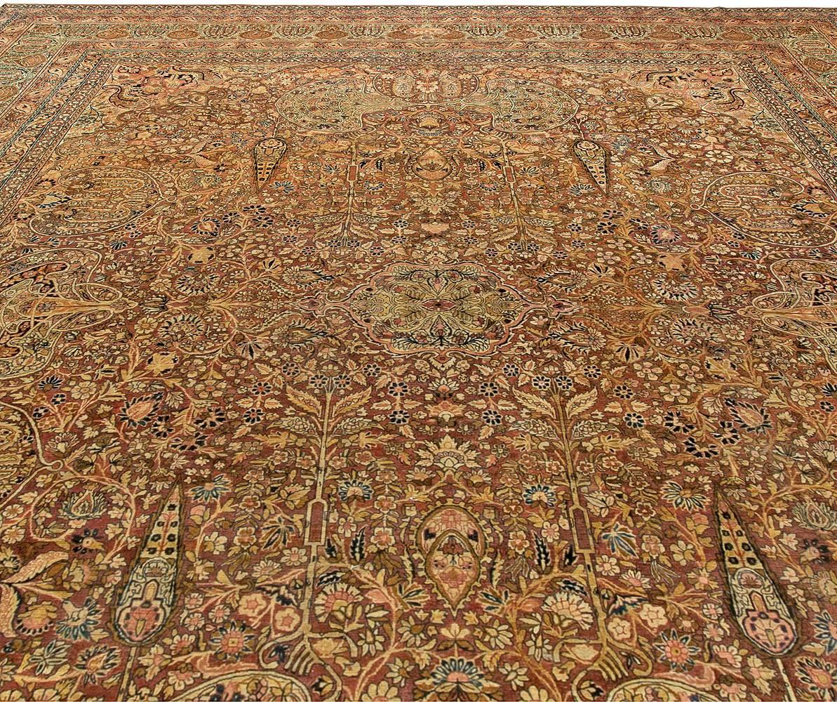 Hand-Woven 19th Century Oversized Persian Kirman Handmade Rug For Sale