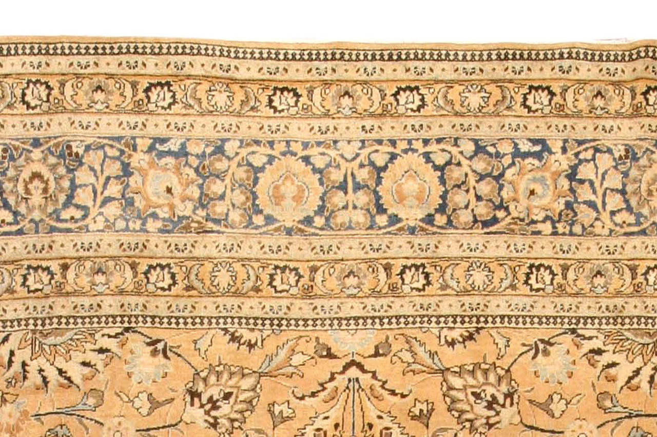 20th Century Antique Persian Tabriz Orange Handmade Wool Rug For Sale