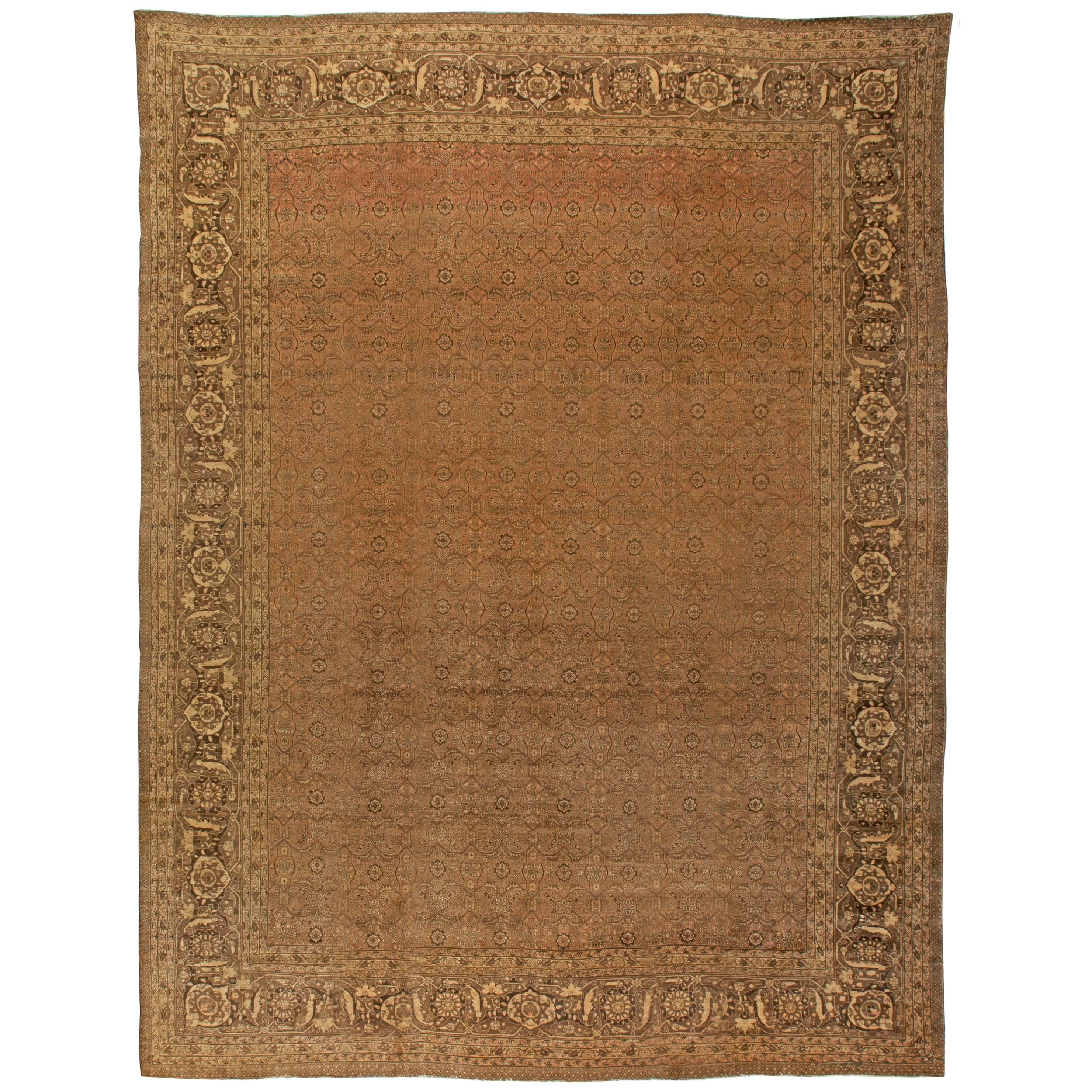 Large Antique Persian Tabriz Handmade Wool Rug For Sale