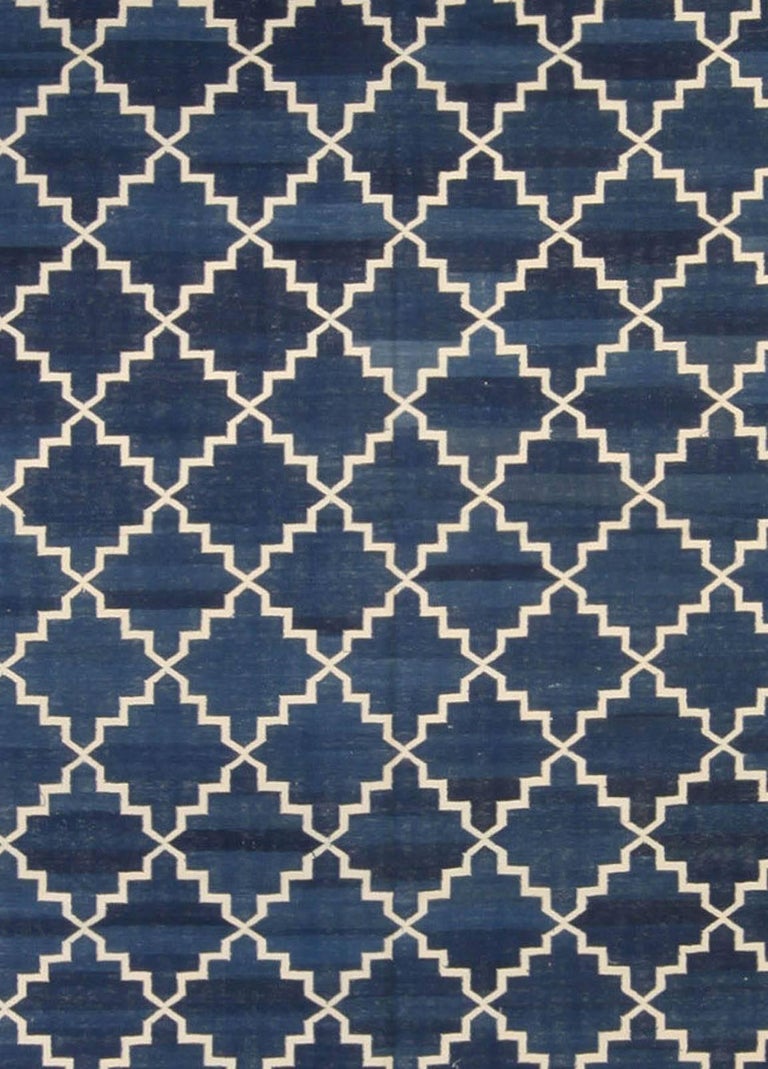Deep Blue Dhurrie For At 1stdibs Deep Blue Dhurrie Size 11 10