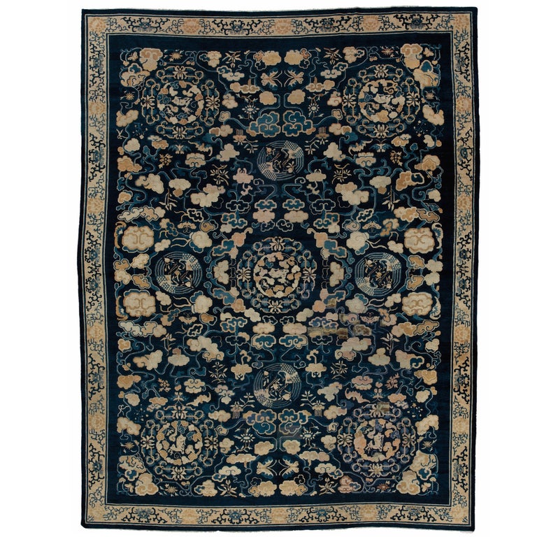 Blue Vintage Chinese Rug For Sale at 1stdibs