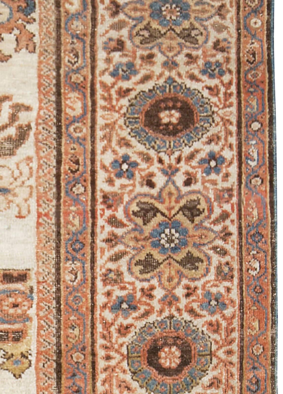 19th Century Antique Persian Sultanabad Handmade Wool Rug For Sale