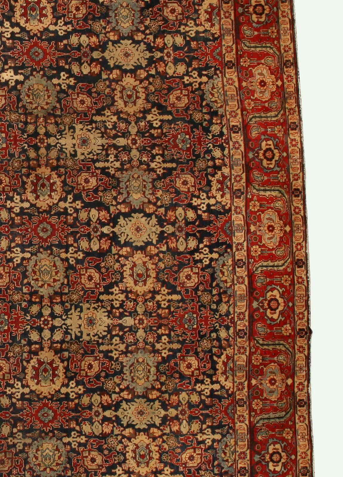 20th Century Antique Persian Tabriz Botanic Handmade Wool Rug For Sale