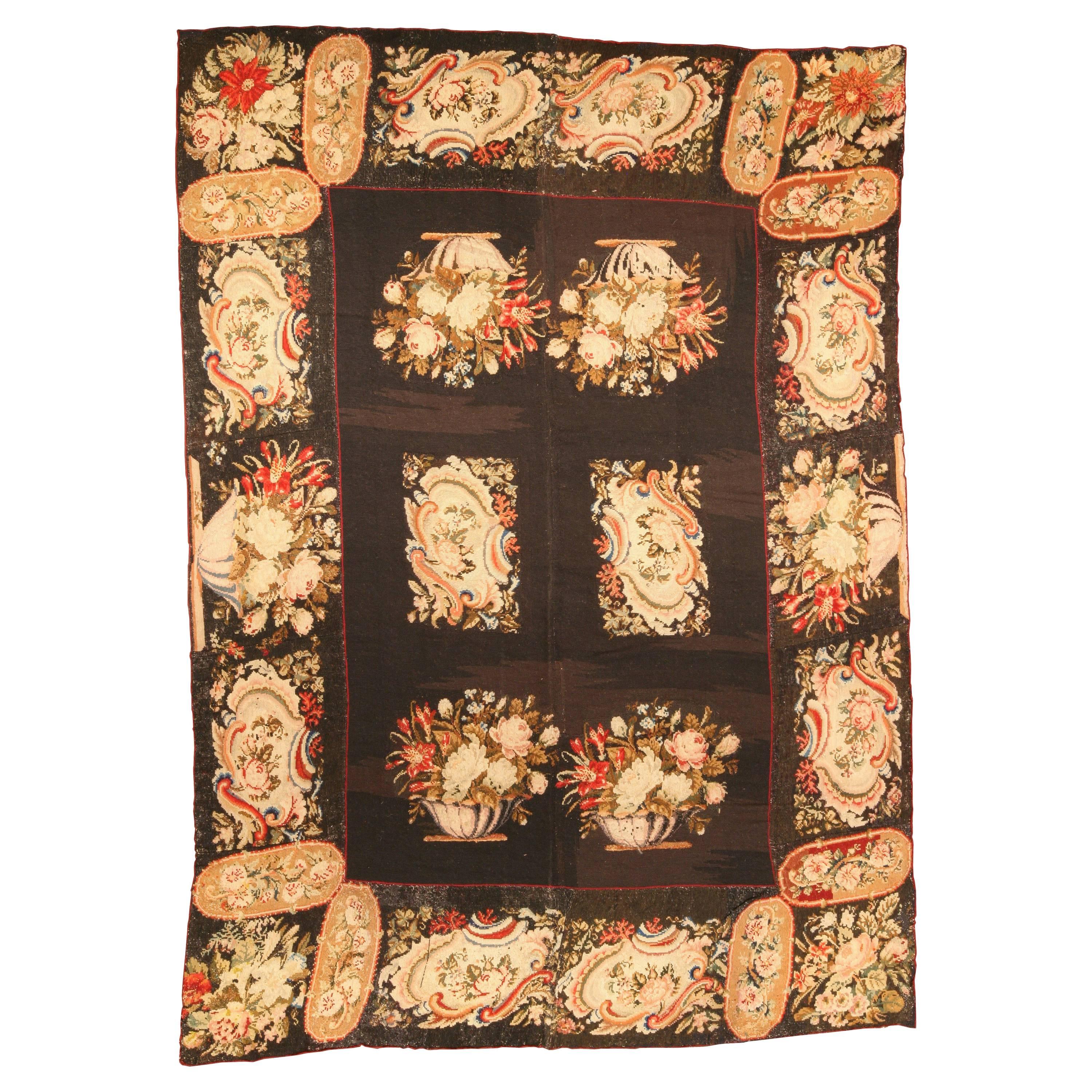 Antique French Needlepoint Rug For Sale at 1stdibs