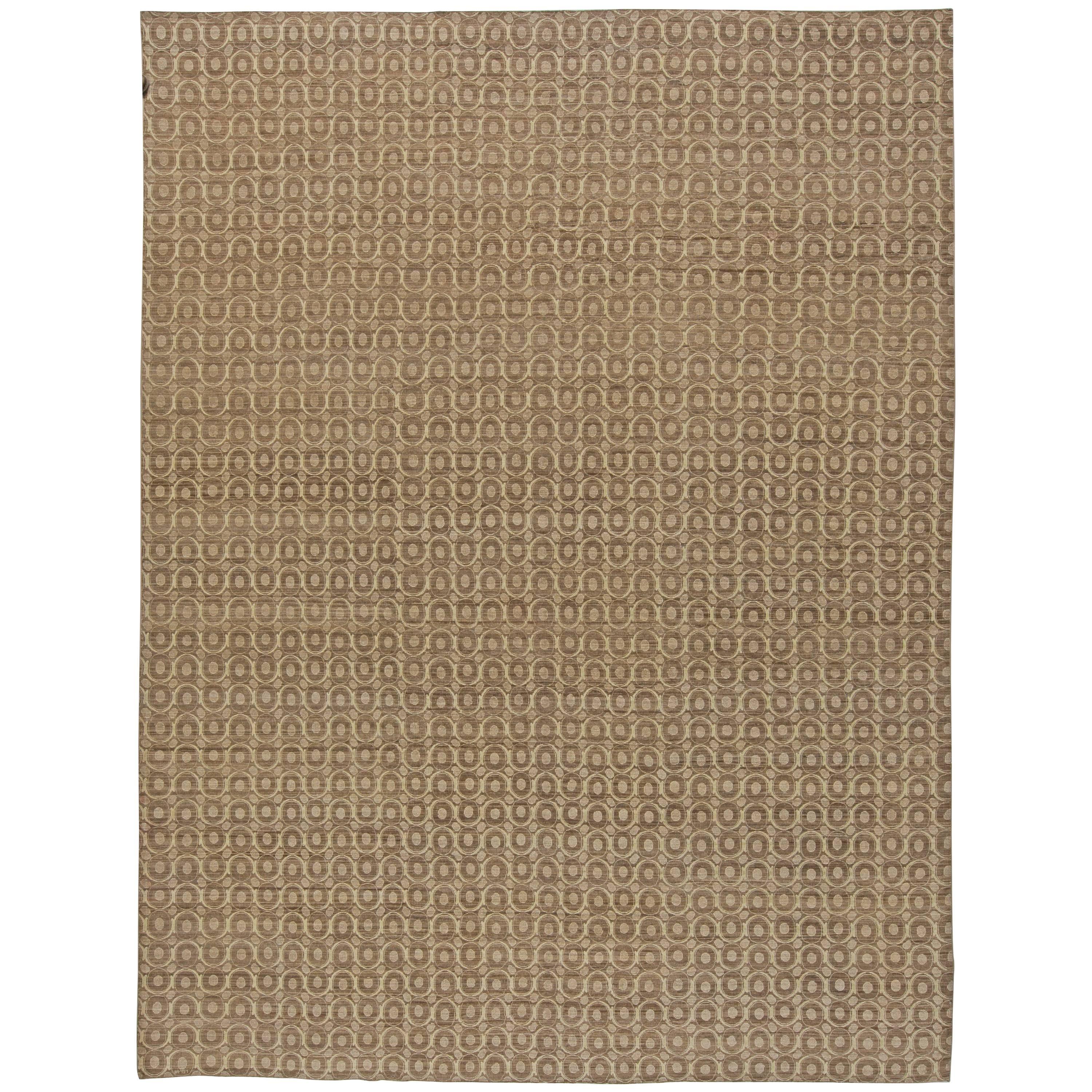 Circular Silk Beige & Brown Rug