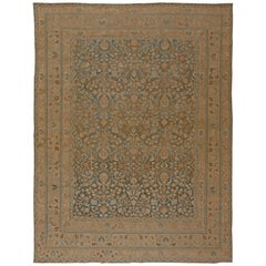 Antique Authentic Persian Tabriz Handmade Wool Rug