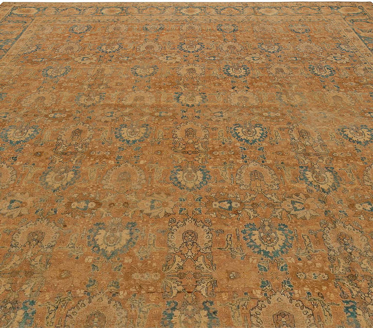 Hand-Woven Antique Persian Tabriz Carpet For Sale