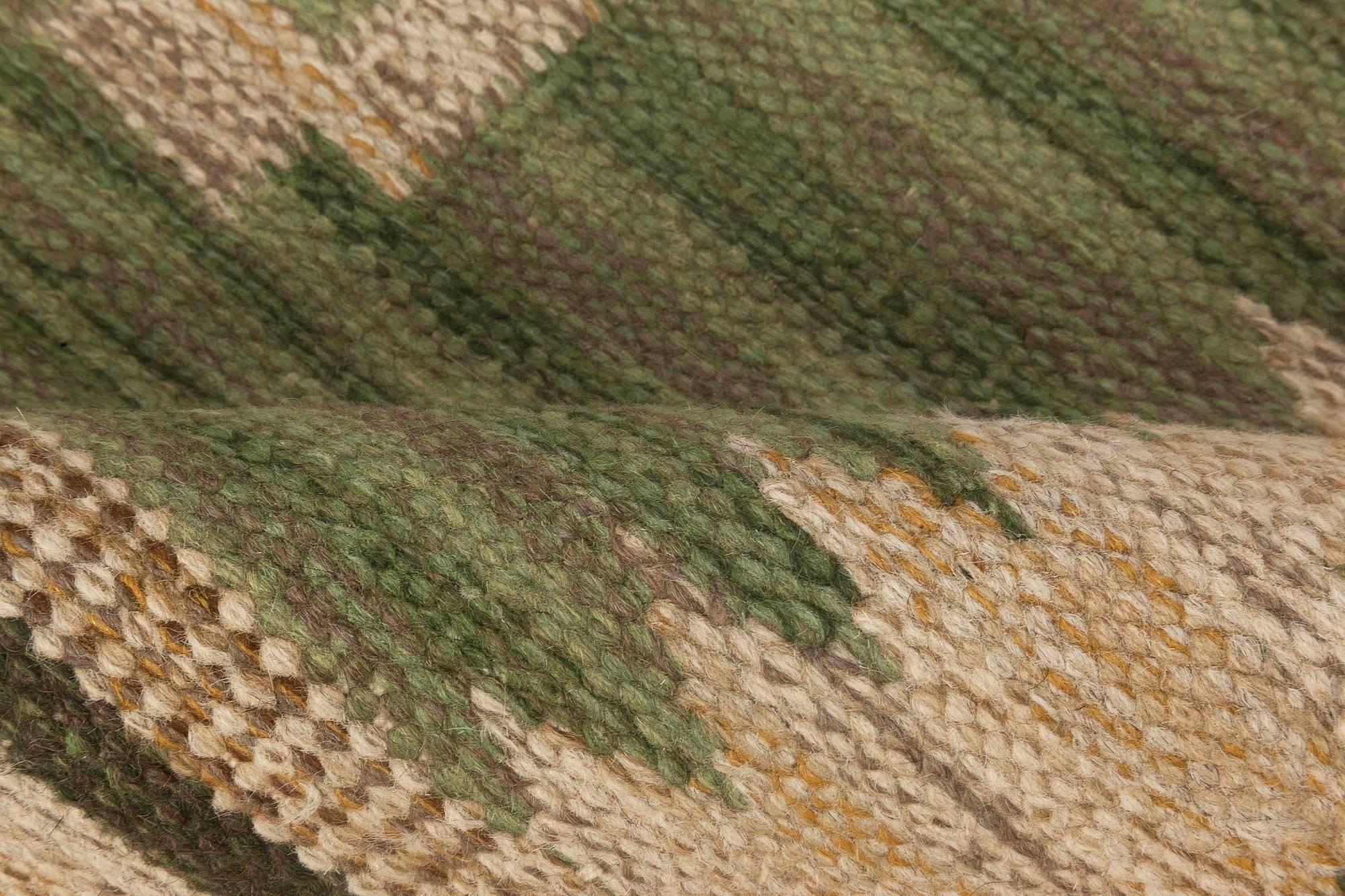 Vintage Swedish flat-weave rug signed by Svensk Hemslojd
Size: 6'6