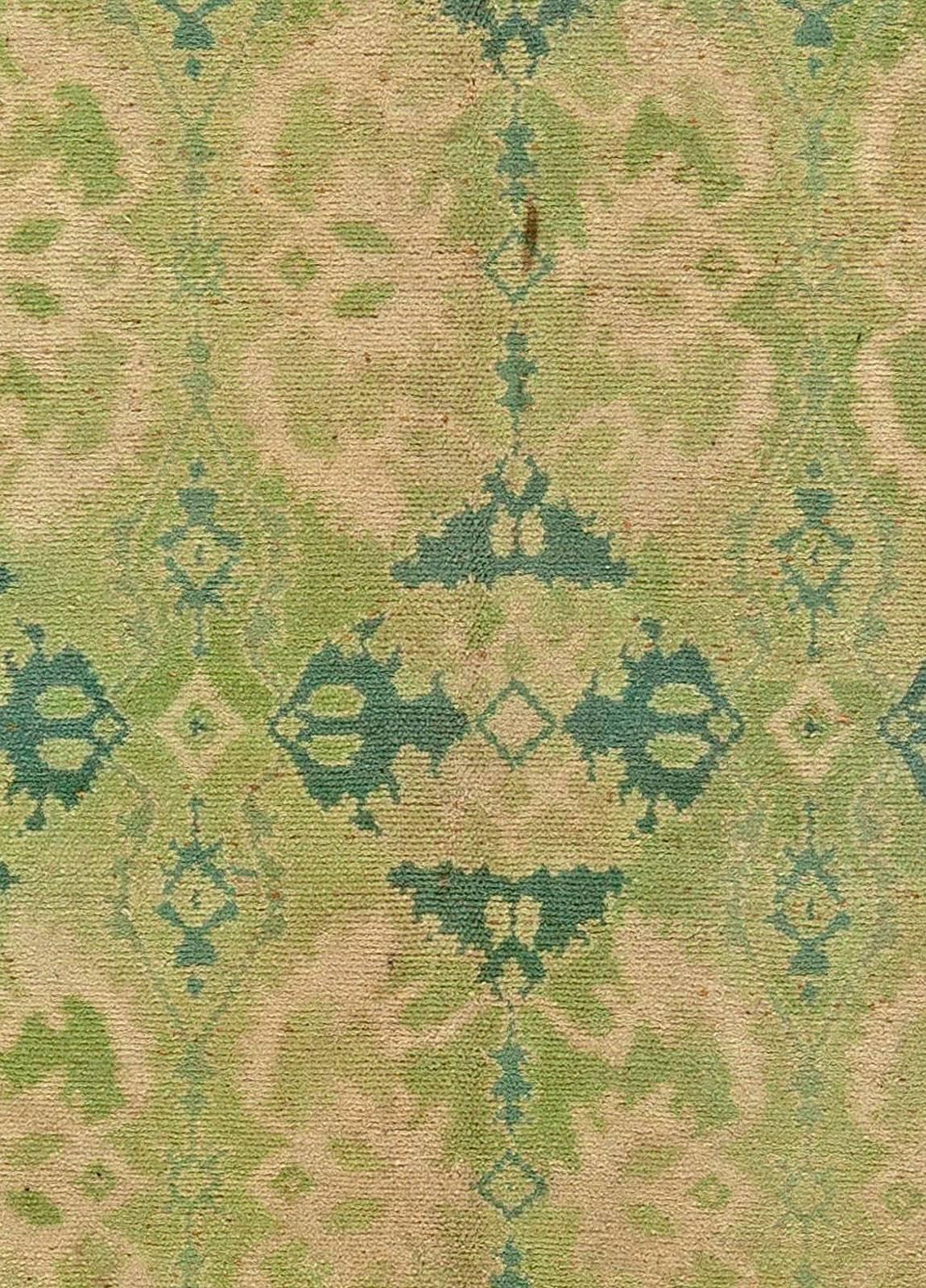Green Vintage Spanish Savonnerie rug
Size: 6'0