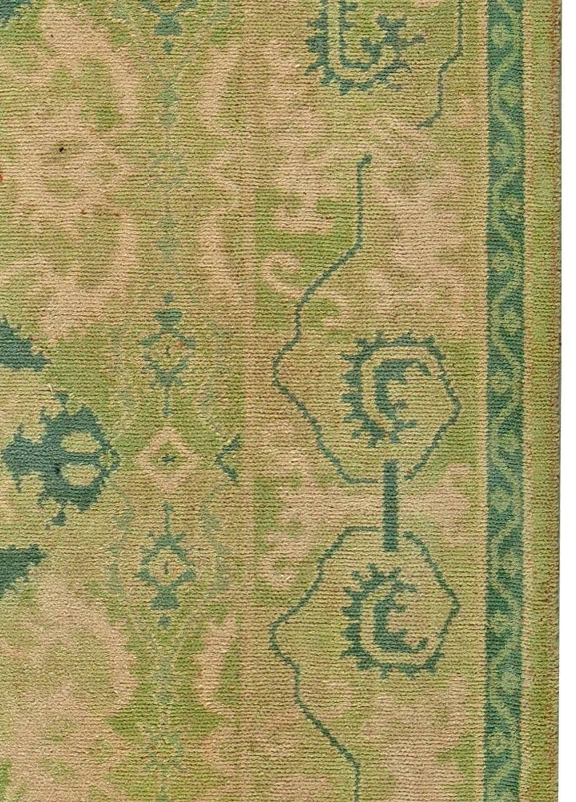 20th Century Green Vintage Spanish Savonnerie Rug