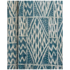 Vintage French Ikat Fabric Blue Screen Rug by Doris Leslie Blau