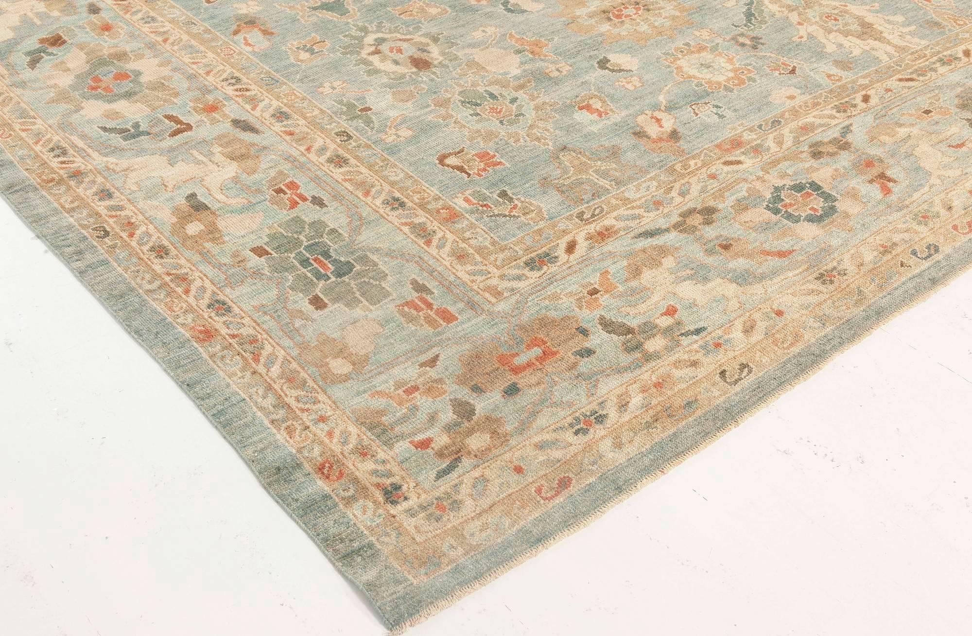 Blue Traditional Sultanabad Design Rug 1