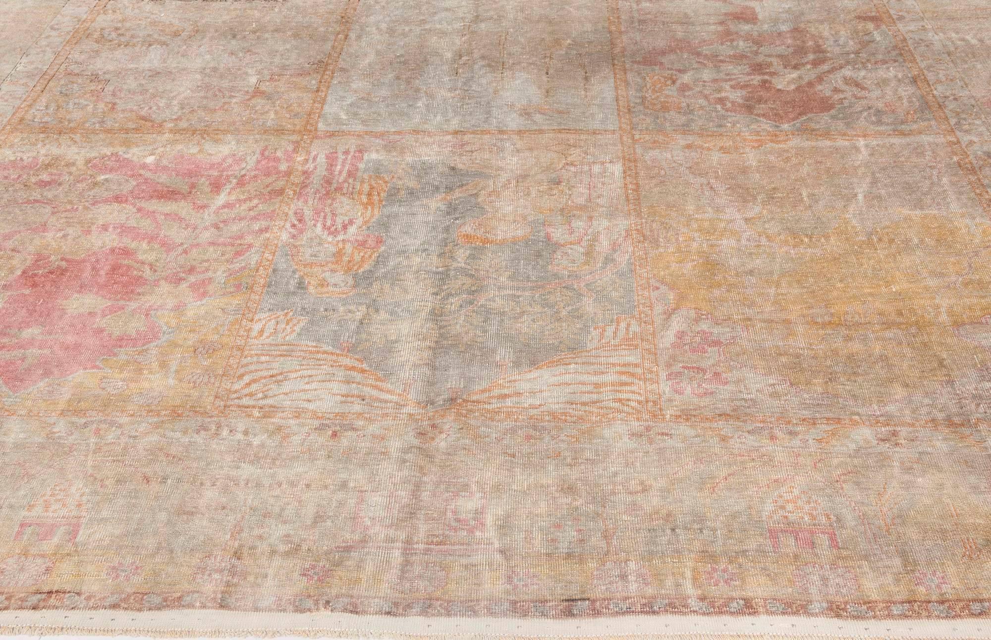 Hand-Knotted Antique Silk Hereke Rug
