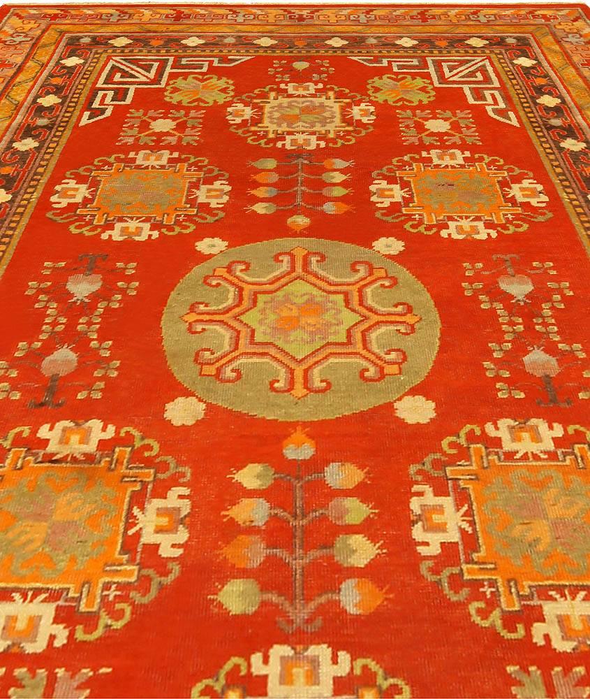 Afghan Vintage Khotan 'Samarkand' Red Handmade Wool Rug For Sale