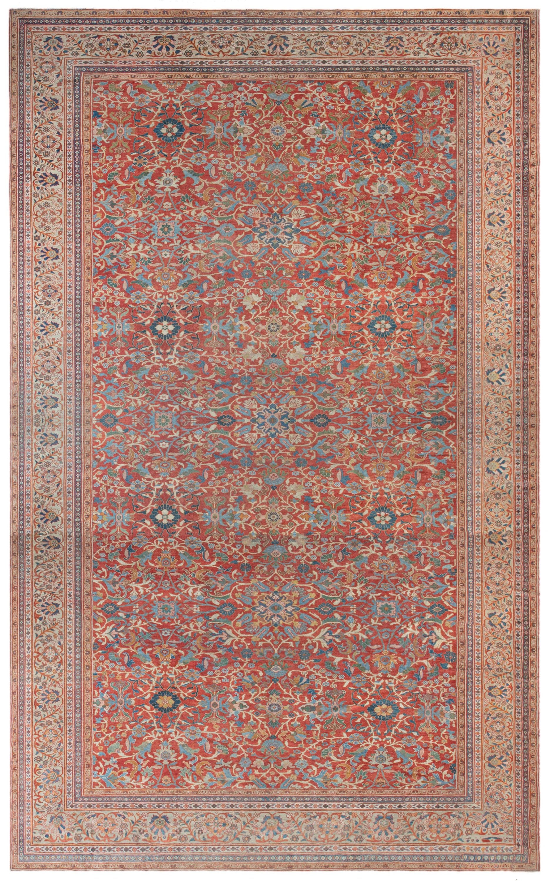 1900s Large Persian Sultanabad Wool Rug For Sale
